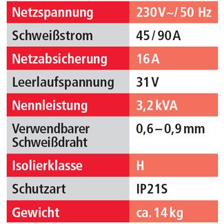 Fülldraht Schweißgerät FD-105/F Netzspannung 230 V-/50 Hz